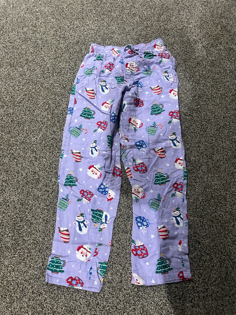 Women’s Old Navy Lavender Holiday Pajama Pants - Festive Snowman & Santa Print